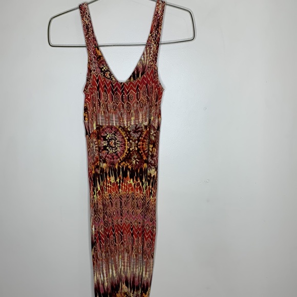 Cable & Gauge |Splash of Color Tie Dye Braided Strap Deep Plunge Neck Maxi Dress - Picture 5 of 7